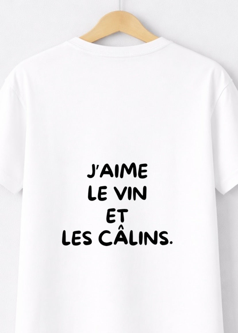 T-SHIRT J'AIME LE VIN ET LES CÂLINS | BeaufCity | VibeCity